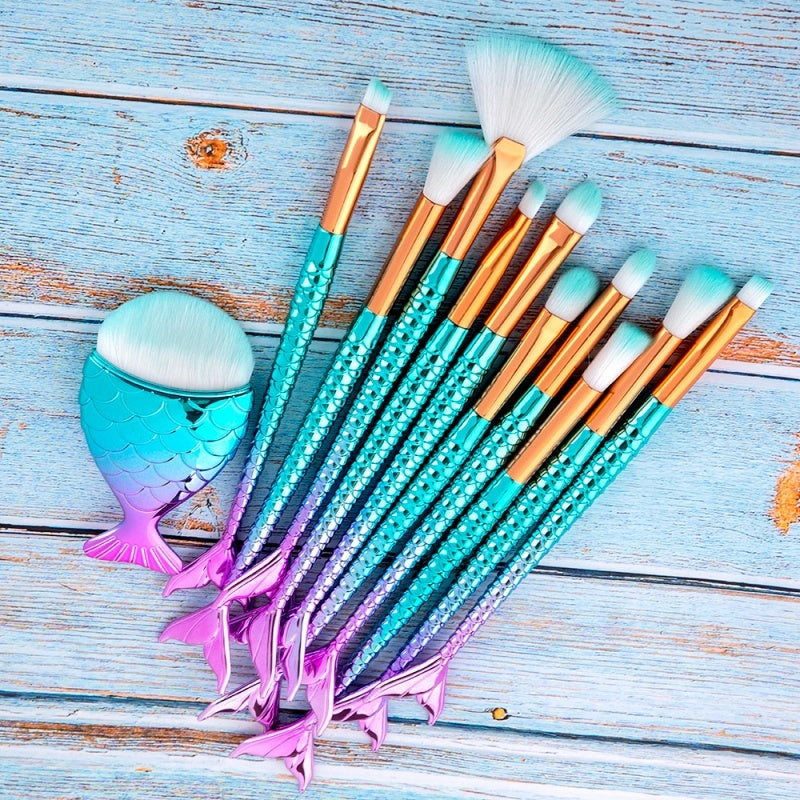 Makeup Brushes Kit Cute Mermaid design Soft and Beautiful