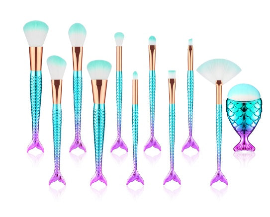 Makeup Brushes Kit Cute Mermaid design Soft and Beautiful