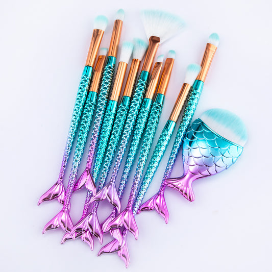 Makeup Brushes Kit Cute Mermaid design Soft and Beautiful
